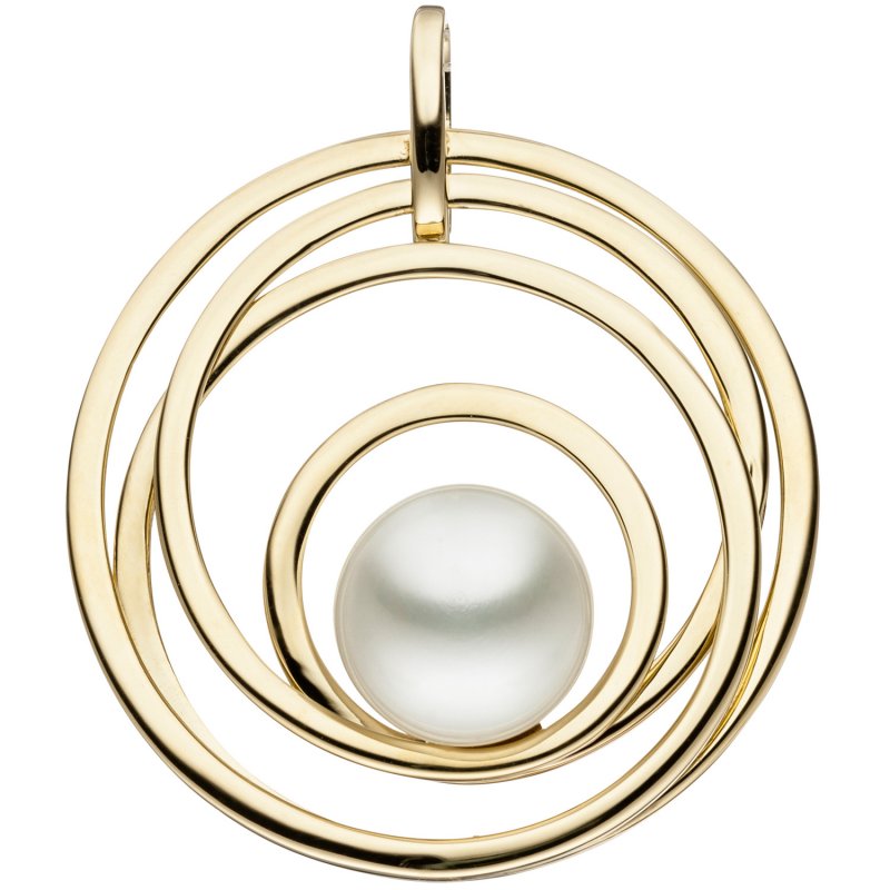 JOBO Anh�nger rund 585 Gold Gelbgold 1 S��wasser Perle Perlenanh�nger Goldanh�nger