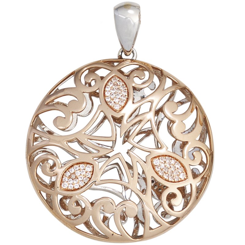 JOBO Anh�nger rund 585 Gold Rotgold Wei�gold bicolor 108 Diamanten Brillanten
