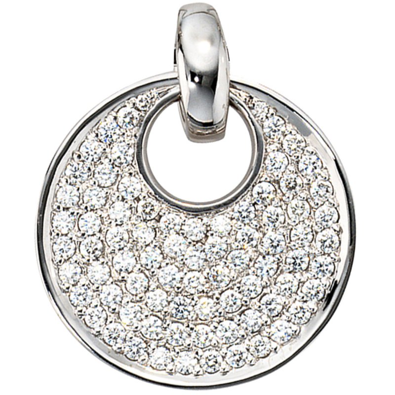JOBO Anh�nger rund 585 Gold Wei�gold 78 Diamanten Brillanten 1,45ct. Wei�goldanh�nger