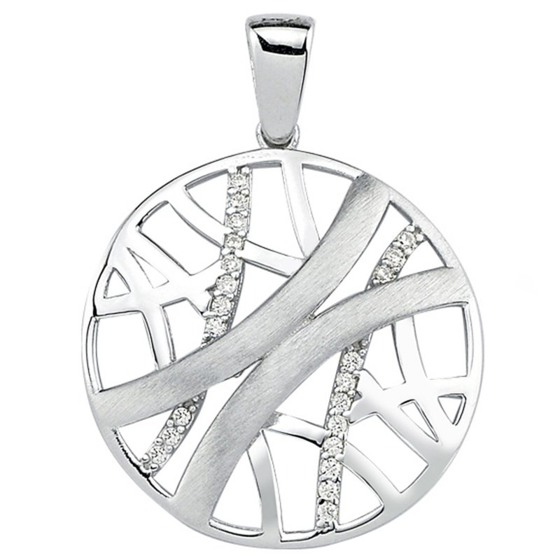 JOBO Anh�nger rund 925 Sterling Silber teil matt 22 Zirkonia