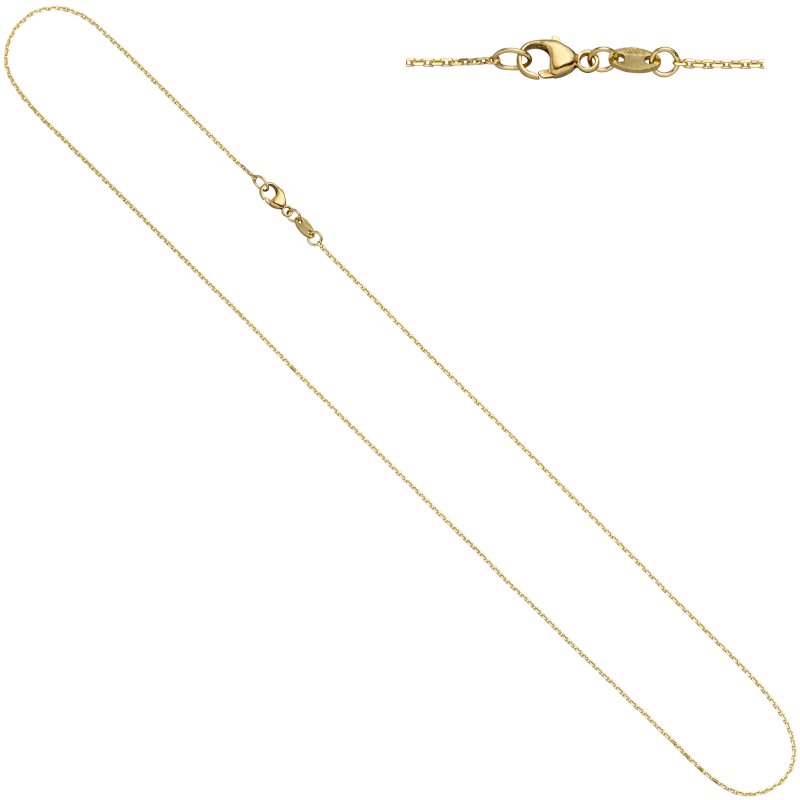 JOBO Ankerkette 585 Gelbgold diamantiert 0,6 mm 42 cm Gold Kette Halskette Goldkette