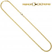 JOBO Ankerkette 585 Gelbgold diamantiert 3 mm 50 cm Gold Kette Halskette Goldkette