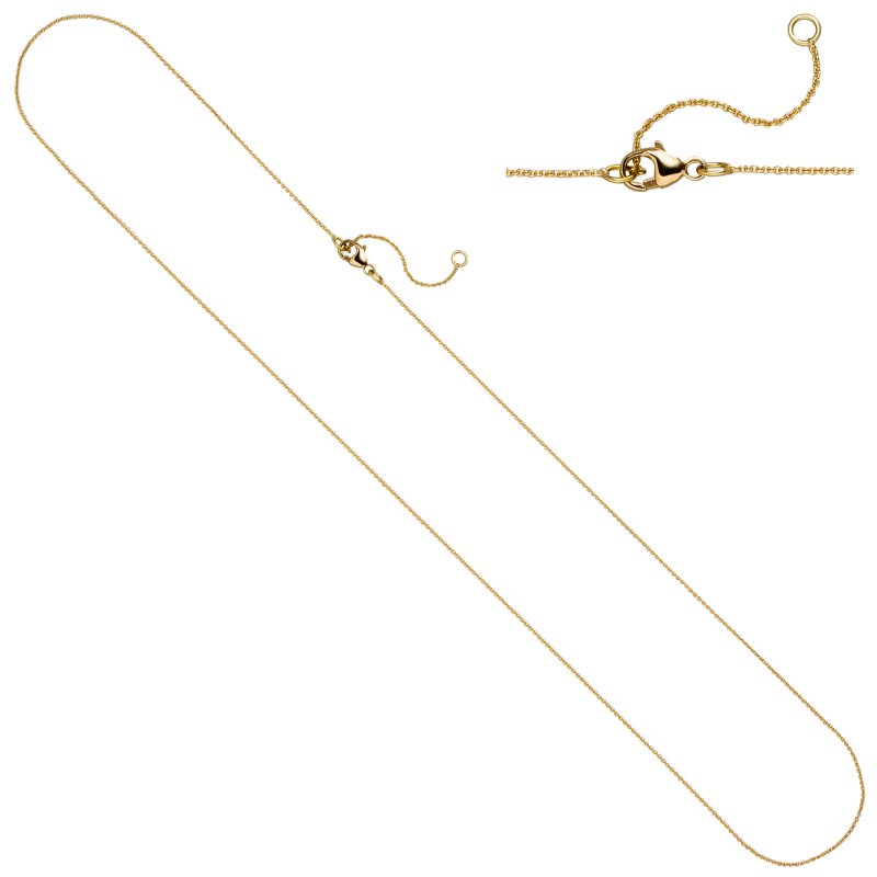 JOBO Ankerkette 750 Gold Gelbgold 0,6 mm 45 cm Kette Halskette Karabiner