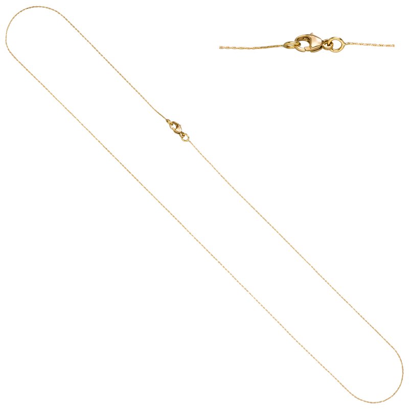 JOBO Ankerkette 750 Gold Gelbgold diamantiert 0,4 mm 45 cm Kette Halskette Karabiner