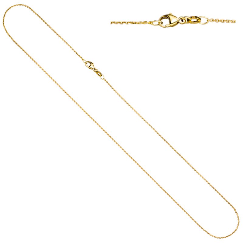 JOBO Ankerkette 750 Gold Gelbgold diamantiert 1,1 mm 45 cm Kette Halskette Karabiner