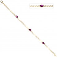 JOBO Armband 585 Gold Gelbgold 3 Rubine rot 19,5 cm Goldarmband Rubinarmband