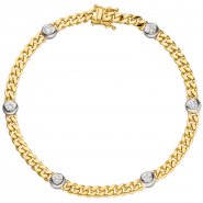 JOBO Armband 585 Gold Gelbgold Wei�gold bicolor 6 Diamanten Brillanten 19 cm