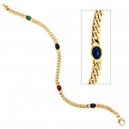 JOBO Armband 585 Gold Gelbgold massiv 19 cm Saphir Rubin Smaragd Cabochon Goldarmband