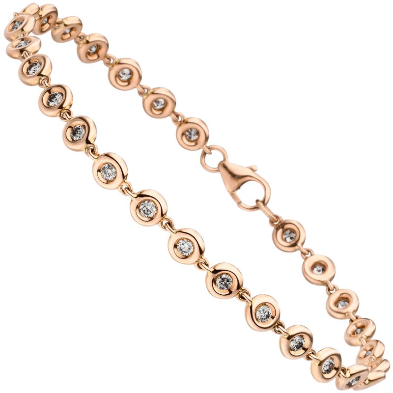 JOBO Armband 585 Gold Rotgold 27 Diamanten Brillanten 0,88ct. 18 cm  Tennisarmband | Edelstahlarmbänder