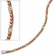 JOBO Armband 585 Gold Rotgold Wei�gold bicolor 28 Diamanten Brillanten 19 cm