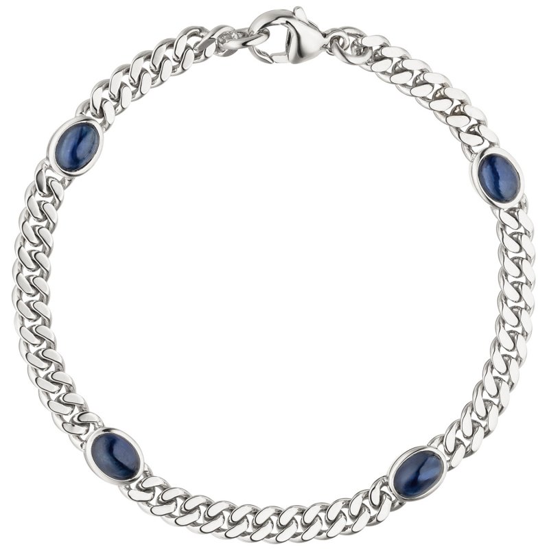 JOBO Armband 585 Gold Wei�gold 4 Saphir Cabochons blau 19 cm