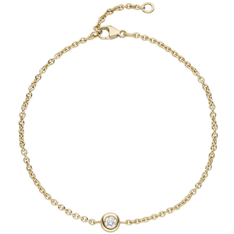 JOBO Armband 750 Gold Gelbgold 1 Diamant Brillant 0,10ct. 18 cm