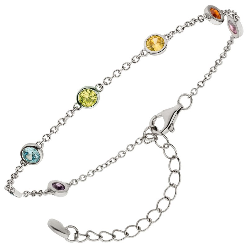 JOBO Armband 925 Sterling Silber 7 Zirkonia 19,5 cm
