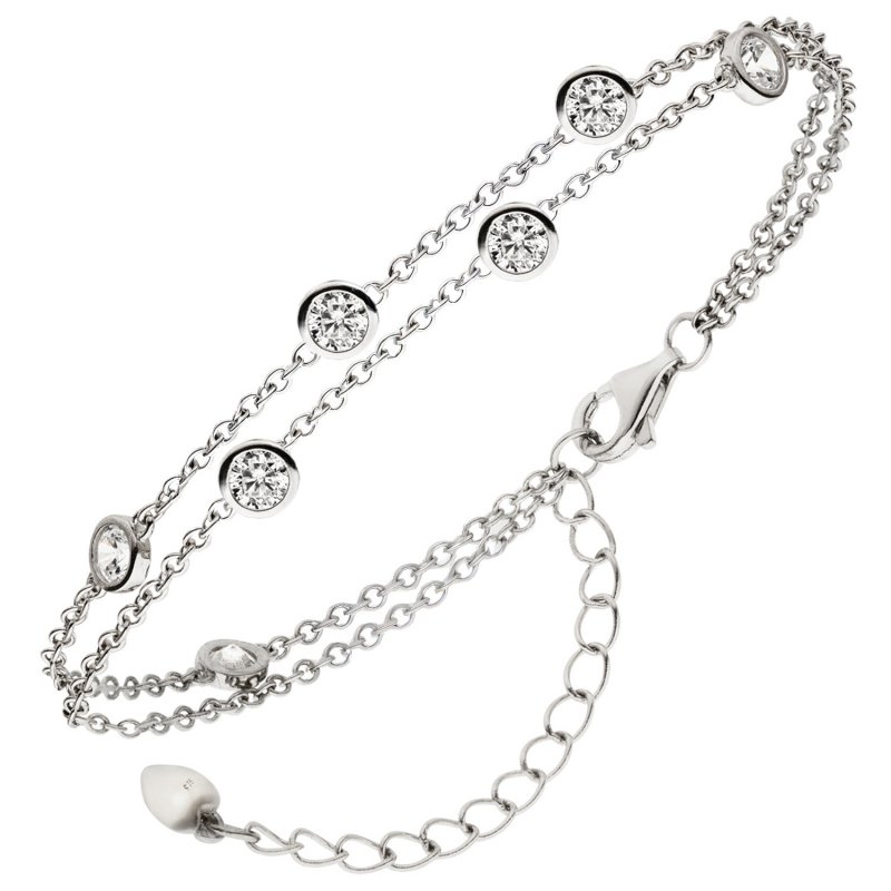 JOBO Armband 925 Sterling Silber 7 Zirkonia 19,5 cm