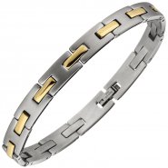 JOBO Armband Edelstahl bicolor teil matt 21 cm