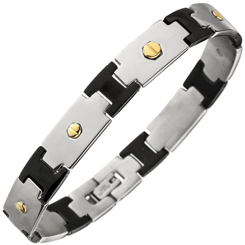 JOBO Armband Edelstahl schwarz beschichtet 21 cm