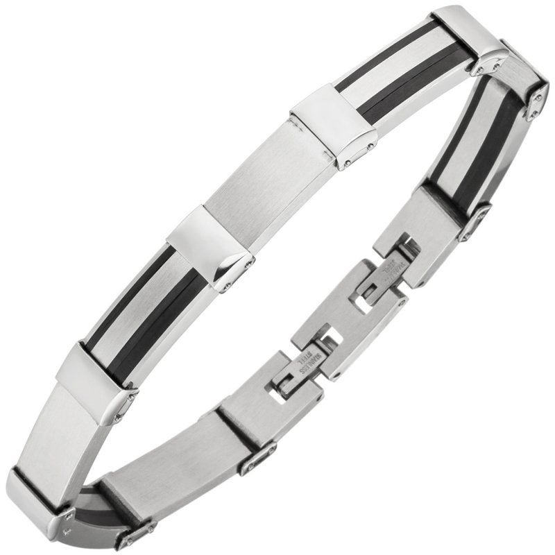 JOBO Armband Edelstahl teilweise schwarz beschichtet  21 cm