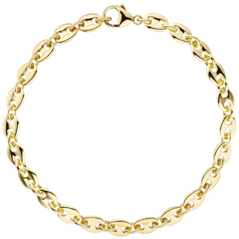 JOBO Armband Kaffeebohne 585 Gold Gelbgold 21 cm Goldarmband Kaffeebohnen-Armband