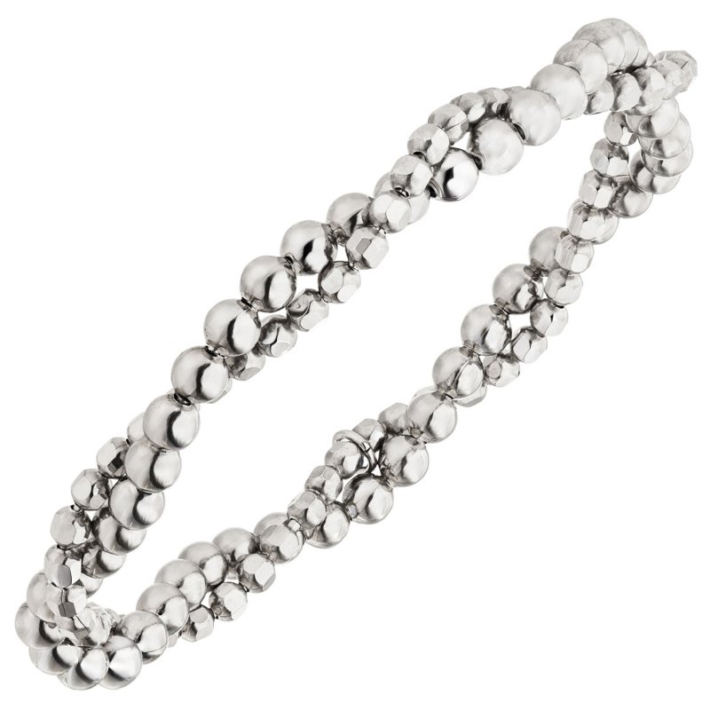 JOBO Armband Kugelarmband Herz 2-reihig verschlungen 925 Sterling Silber 16,5 cm