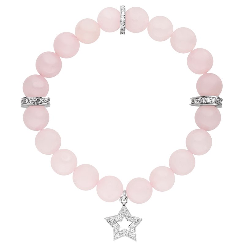 JOBO Armband Stern mit Rosenquarz rosa 925 Silber Zirkonia