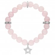 JOBO Armband Stern mit Rosenquarz rosa 925 Silber Zirkonia