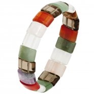 JOBO Armband Tigerauge Rauchquarz Carneol Bergkristal Aventurin Rosenquarz endlos