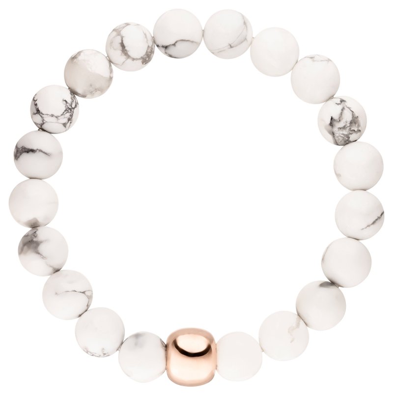 JOBO Armband mit Howlith und 925 Silber rotgold vergoldet endlos elastisch