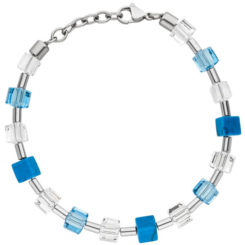 JOBO Armband mit Kristallsteinen und T�rkis-W�rfeln 21 cm