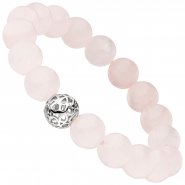 JOBO Armband mit Rosenquarz und 925 Silber endlos elastisch