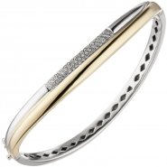 JOBO Armreif Armband 585 Gold Gelbgold Wei�gold bicolor 55 Diamanten Brillanten