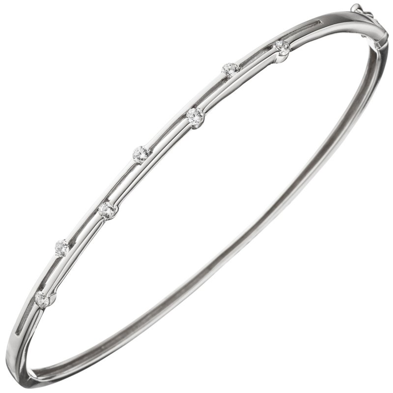 JOBO Armreif Armband 925 Sterling Silber 7 Zirkonia Silberarmband schmal d�nn