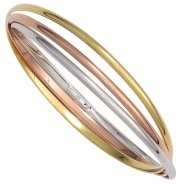 JOBO Armreif Armband 925 Sterling Silber dreifarbig tricolor vergoldet