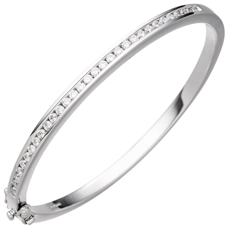 JOBO Armreif Armband 925 Sterling Silber mit 31 Zirkonia Silberarmband Silberarmreif