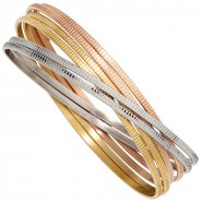 JOBO Armreif Armband breit 6-reihig Edelstahl tricolor dreifarbig