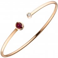 JOBO Armreif Armband offen 585 Gold Gelbgold 1 Rubelit 1 Diamant Brillant