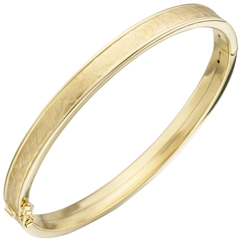 JOBO Armreif Armband oval 375 Gold Gelbgold teil matt Goldarmband Goldarmreif