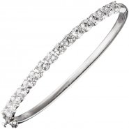JOBO Armreif Armband oval 925 Sterling Silber 16 Zirkonia Silberarmreif Kastenschloss