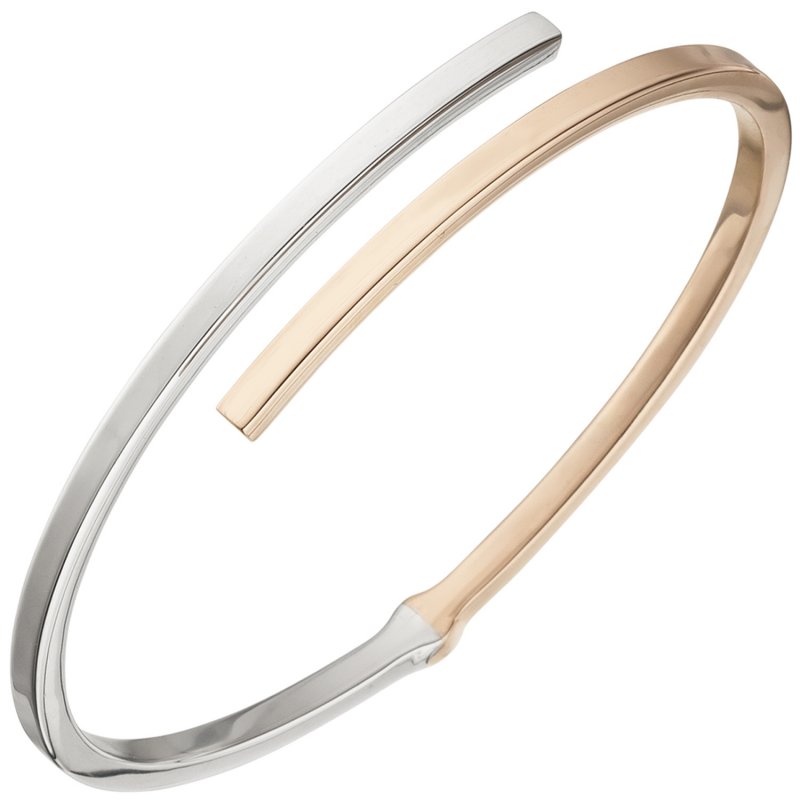 JOBO Armreif Armband oval 925 Sterling Silber bicolor rotgold vergoldet
