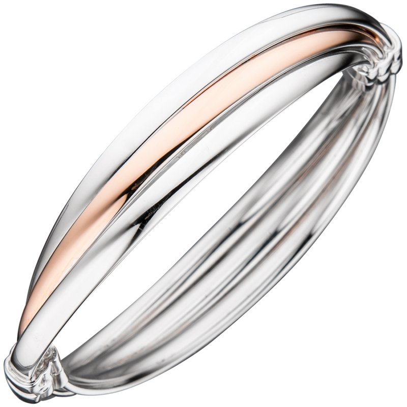 JOBO Armreif Armband oval 925 Sterling Silber bicolor vergoldet