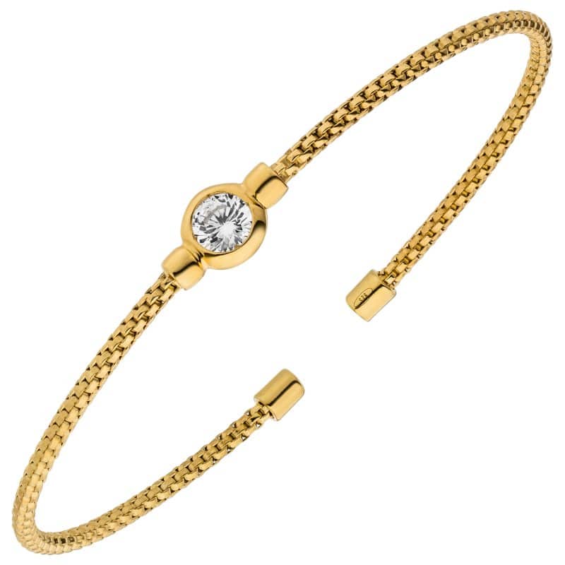 JOBO Armspange / offener Armreif 925 Silber gold vergoldet 1 Zirkonia 17,5 cm