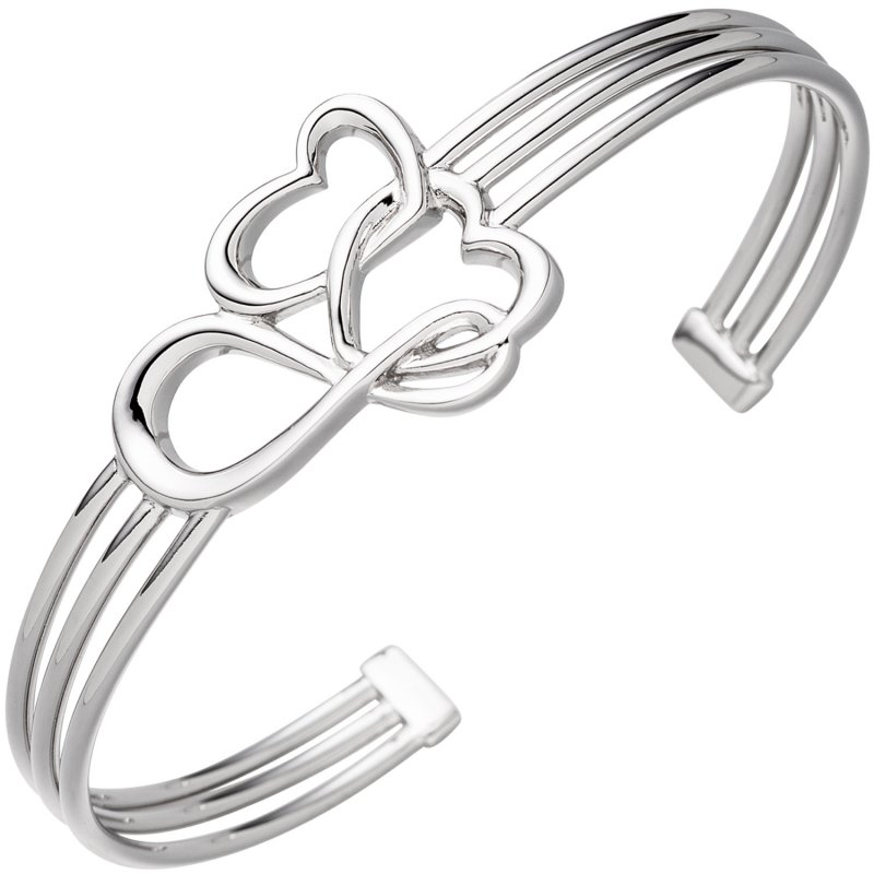 JOBO Armspange / offener Armreif Herz Herzen Unendlich 925 Sterling Silber Armband