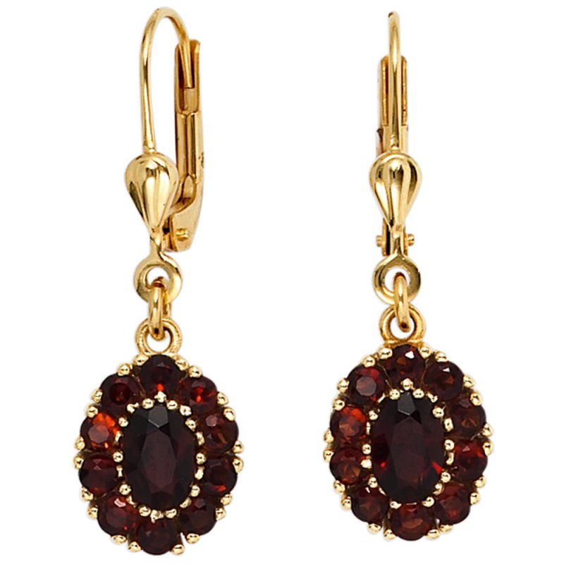JOBO Boutons 375 Gold Gelbgold 22 Granate rot Ohrringe Ohrh�nger Granatohrringe
