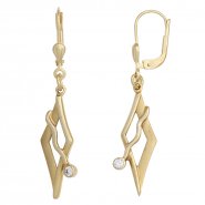 JOBO Boutons 375 Gold Gelbgold mattiert 2 Zirkonia Ohrringe Ohrh�nger Goldohrringe