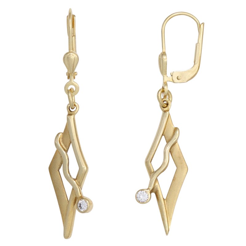 JOBO Boutons 375 Gold Gelbgold mattiert 2 Zirkonia Ohrringe Ohrh�nger Goldohrringe