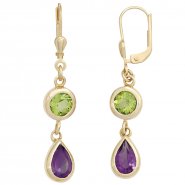 JOBO Boutons 585 Gold Gelbgold 2 Amethyste lila 2 Peridote gr�n Ohrringe Ohrh�nger