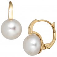 JOBO Boutons 585 Gold Gelbgold 2 S��wasser Perlen Ohrringe Ohrh�nger Perlenohrringe