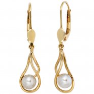 JOBO Boutons 585 Gold Gelbgold 2 S��wasser Perlen Ohrringe Ohrh�nger Perlenohrringe
