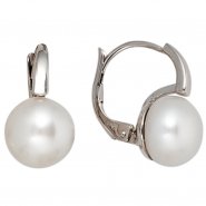 JOBO Boutons 585 Gold Wei�gold 2 S��wasser Perlen Ohrringe Ohrh�nger Perlenohrringe