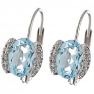 JOBO Boutons 585 Gold Wei�gold 20 Diamanten 2 Blautopase blau Ohrringe Ohrh�nger