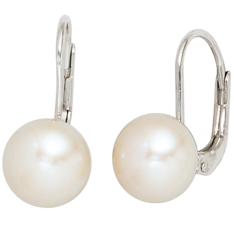 JOBO Boutons 925 Sterling Ohrhänger Süßwasser Perlen Ohrringe 2 Silber Perlenohrringe